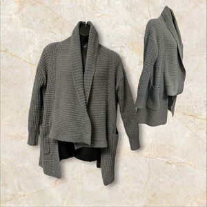 Foreign Exchange Oversize Gray Sweater SZ L Women Knit Cardigan Chunky Lagenlook